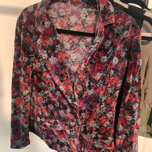 Vintage Velvet Floral Blazer - Purple, Scarlet, Teal, Black, Gray